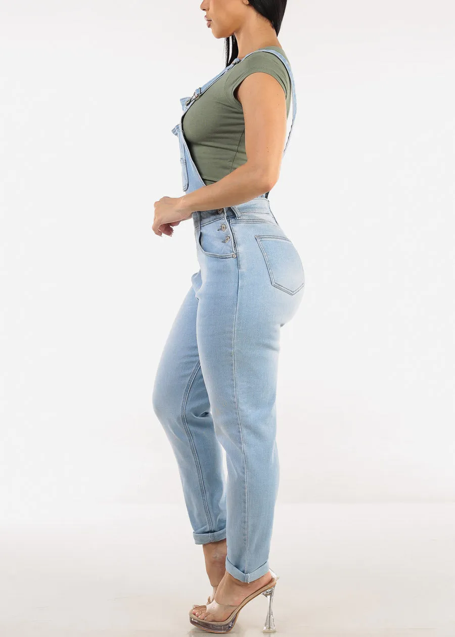 Buckle Strap Stretch Skinny Denim Overalls Light Wash sold by Moda product image thumbnail 2