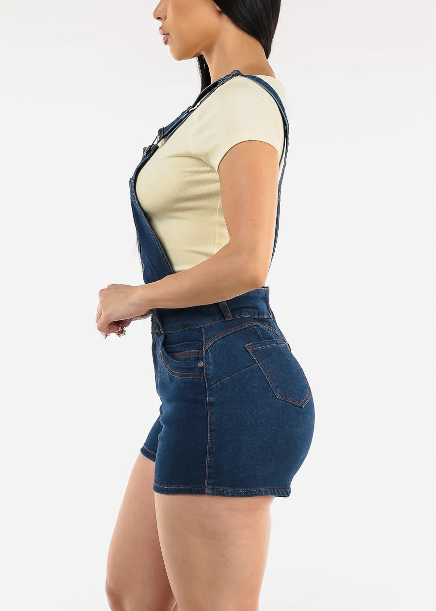 Butt Lift Sleeveless Dark Denim Short Overalls sold by Moda product image thumbnail 3