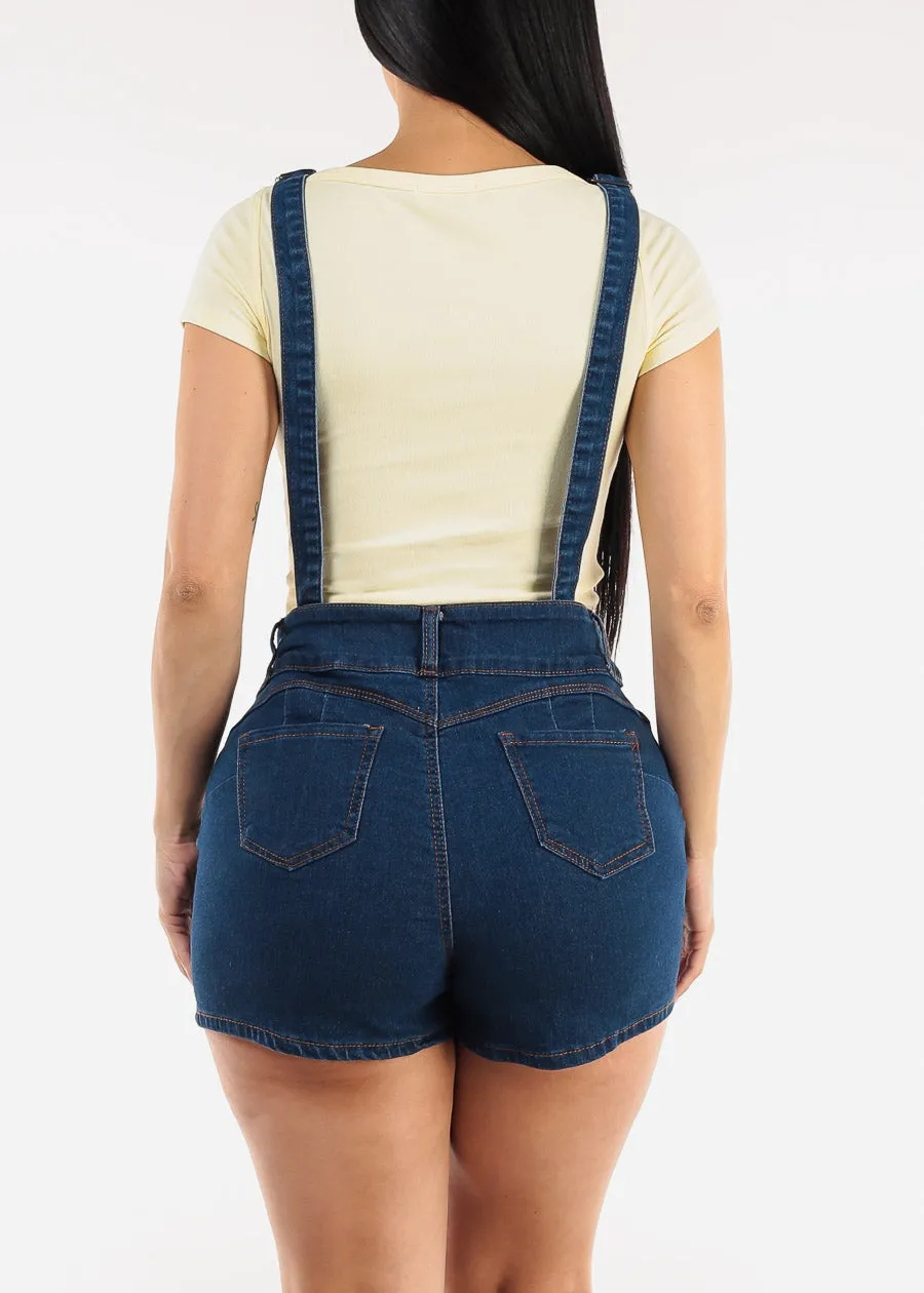 Butt Lift Sleeveless Dark Denim Short Overalls sold by Moda product image thumbnail 4