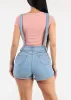 Butt Lift Sleeveless Light Denim Short Overalls sold by Moda