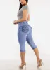 Butt Lift Super High Waist Denim Capris Light Sand Wash sold by Moda
