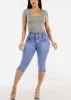 Butt Lift Super High Waist Denim Capris Light Sand Wash sold by Moda