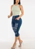 Butt Lift Distressed Denim Capris Med Blue sold by Moda