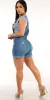 Grey Denim Shorts Overalls Combo sold by Moda