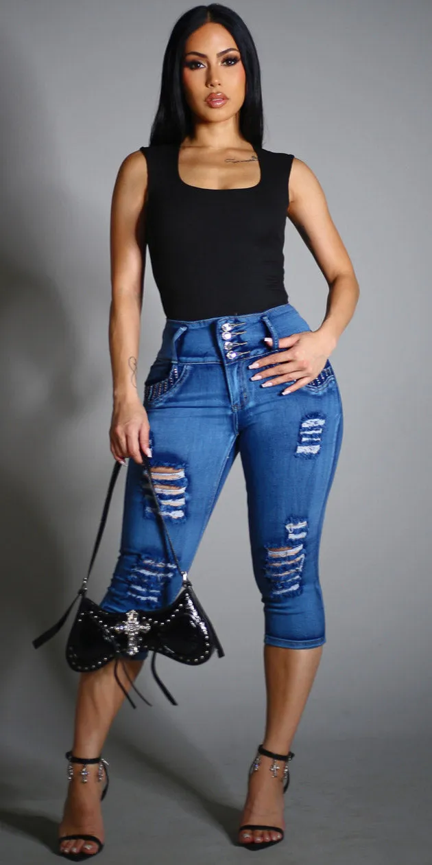 Black Butt Lift Capris Combo sold by Moda