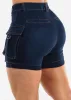Butt Lift High Waist Cargo Dark Denim Shorts sold by Moda