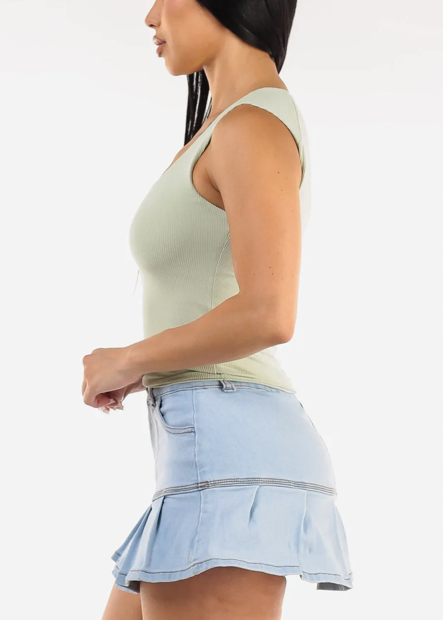 Sleeveless Square Neck Ribbed Top Light Sage sold by Moda product image thumbnail 3