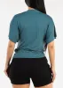 Short Dolman Sleeve Surplice Blouse Teal sold by Moda