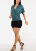 Short Dolman Sleeve Surplice Blouse Teal sold by Moda