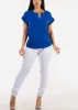 Casual Short Sleeve Vneck Blouse Royal Blue sold by Moda
