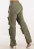 Hyper Stretch Straight Wide Leg Cargo Pants Olive sold by Moda