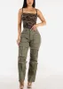 Hyper Stretch Straight Wide Leg Cargo Pants Olive sold by Moda