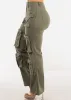 Hyper Stretch Straight Wide Leg Cargo Pants Olive sold by Moda