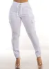 Hyper Stretch High Drawstring Waist Cargo Jogger Pants White sold by Moda