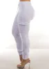 Hyper Stretch High Drawstring Waist Cargo Jogger Pants White sold by Moda