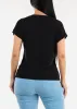 Short Sleeve Round Neck Stretchy Blouse Black sold by Moda