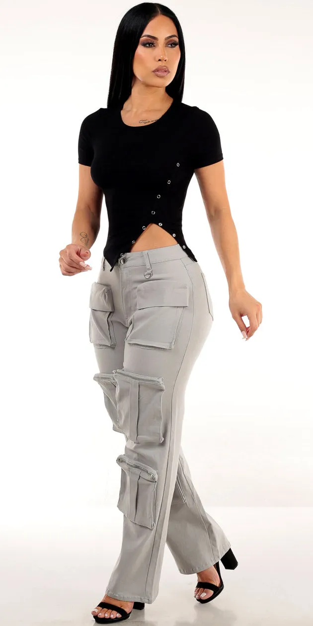 Black Cargo Pants Outfit sold by Moda