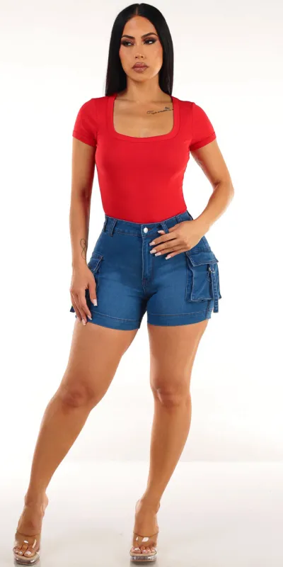 Red Butt Lift Cargo Shorts Look sold by Moda
