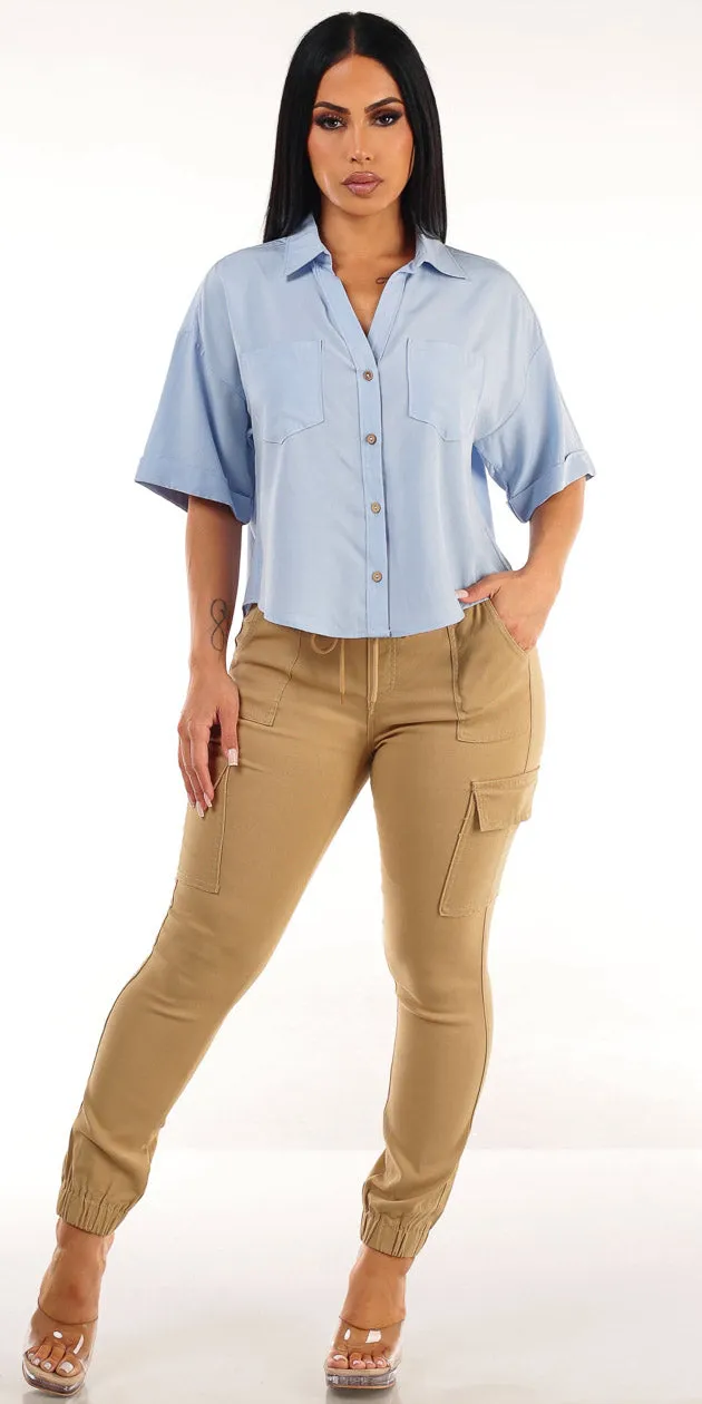 Blue Cargo Joggers Outfit sold by Moda