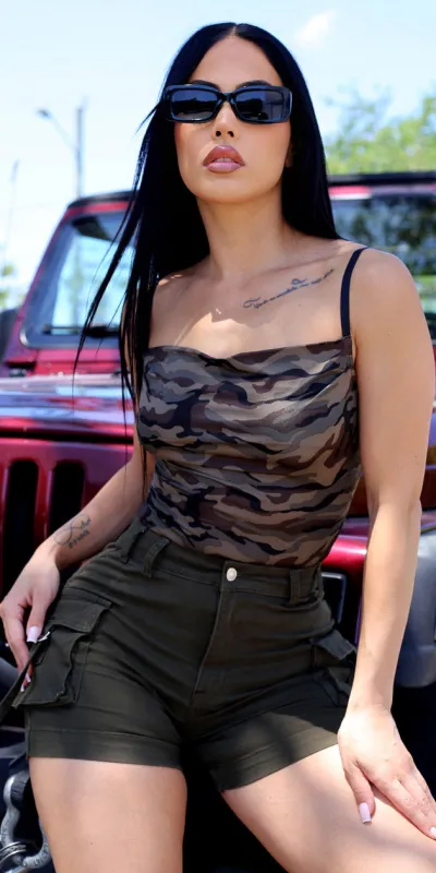 Camo Cargo Shorts Set sold by Moda