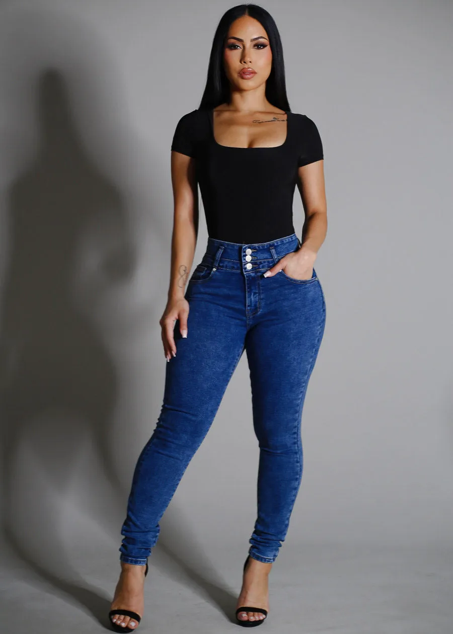 Black Short Sleeve Square Neck Stretch Thong Bodysuit sold by Moda product image thumbnail 2