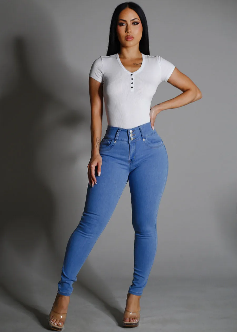 Stretchy Short Sleeve Ribbed Top White sold by Moda product image thumbnail 2