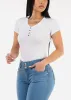 Stretchy Short Sleeve Ribbed Top White sold by Moda