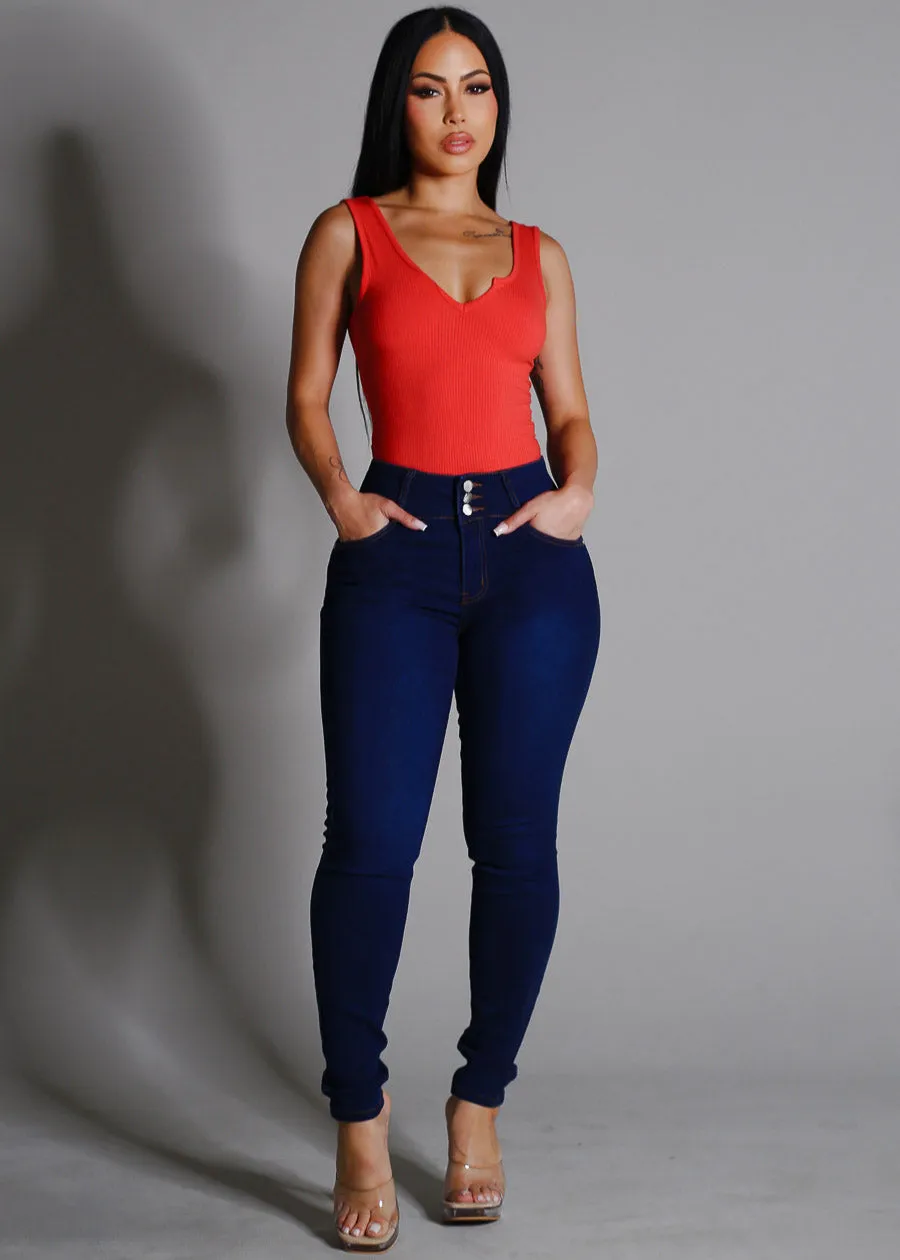 Sleeveless Vneck Ribbed Thong Bodysuit Salmon sold by Moda product image thumbnail 2