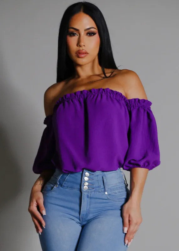 Off Shoulder Blouse Purple sold by Moda