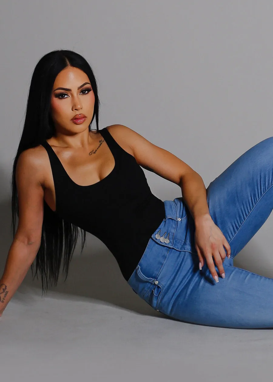 Sleeveless Scoop Neck Thong Bodysuit Black sold by Moda product image thumbnail 2