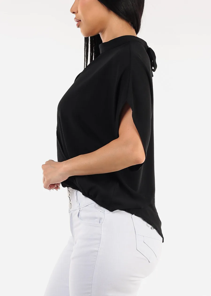 Short Dolman Sleeve Surplice Blouse Black sold by Moda product image thumbnail 4