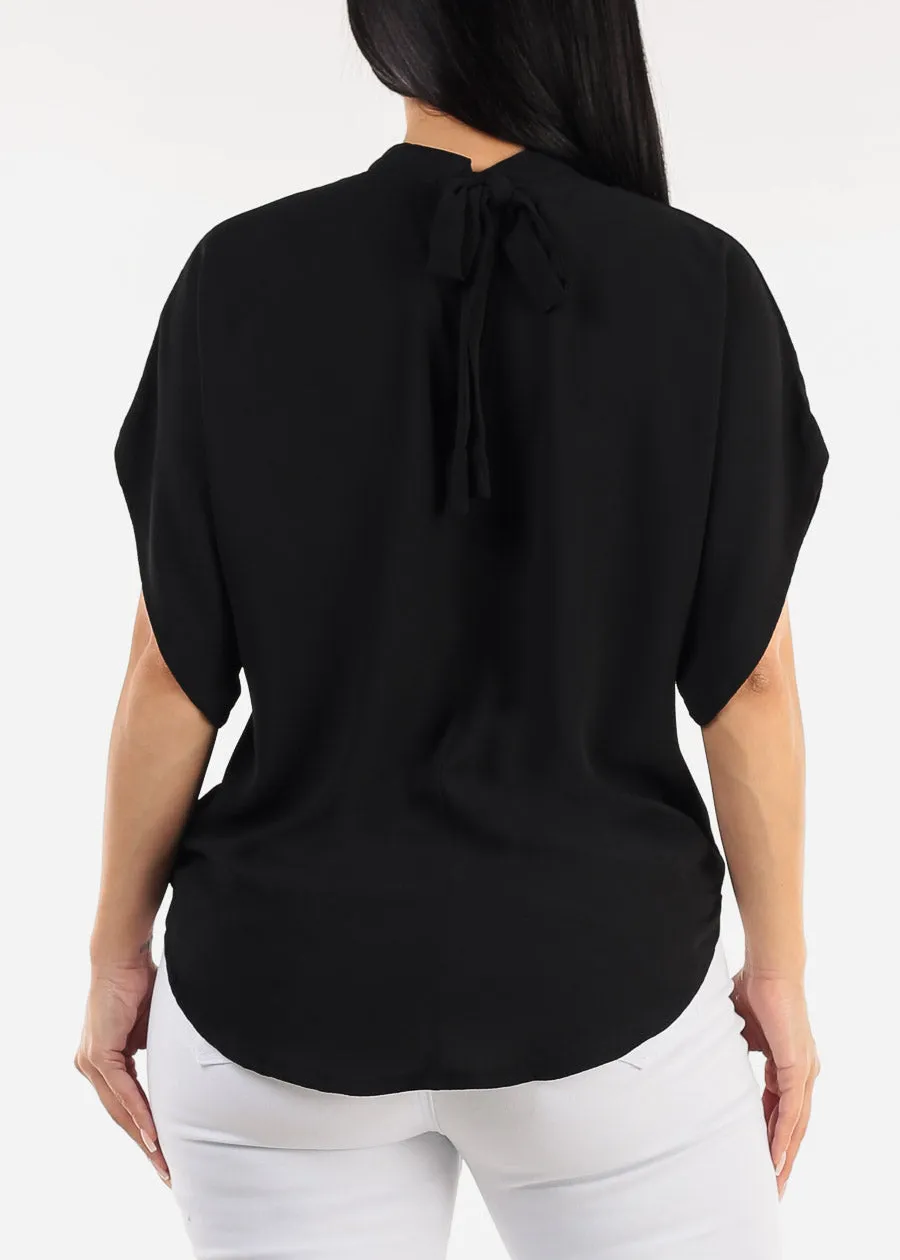 Short Dolman Sleeve Surplice Blouse Black sold by Moda product image thumbnail 5