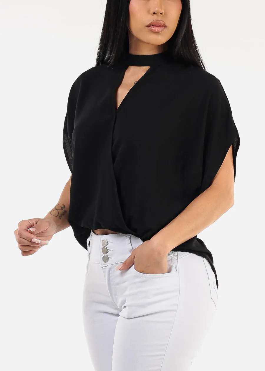 Short Dolman Sleeve Surplice Blouse Black sold by Moda product image thumbnail 3