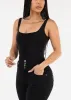 Sleeveless Square Neck Black Thong Bodysuit sold by Moda
