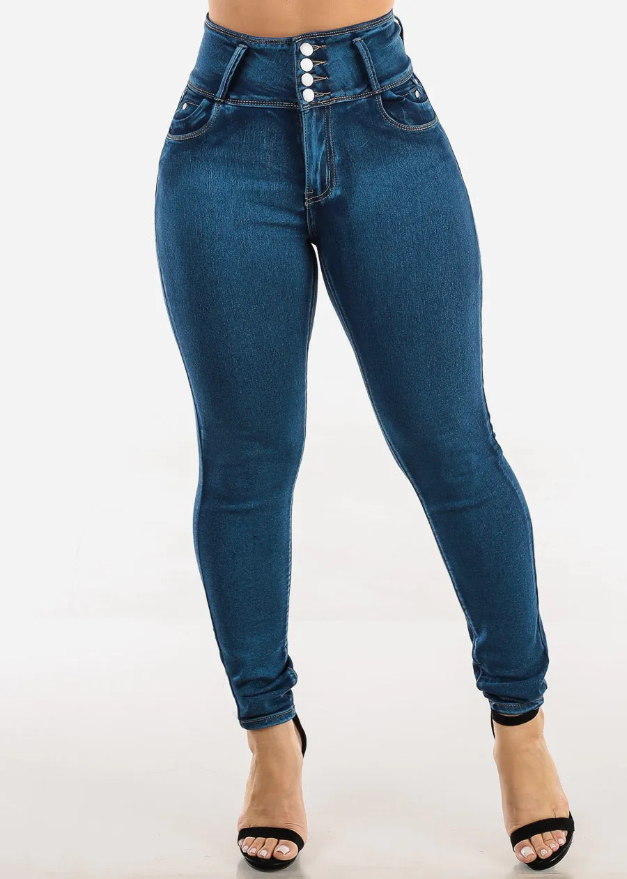 Levantacola Super High Waist Skinny Jeans Med Sand Wash sold by Moda product image thumbnail 4