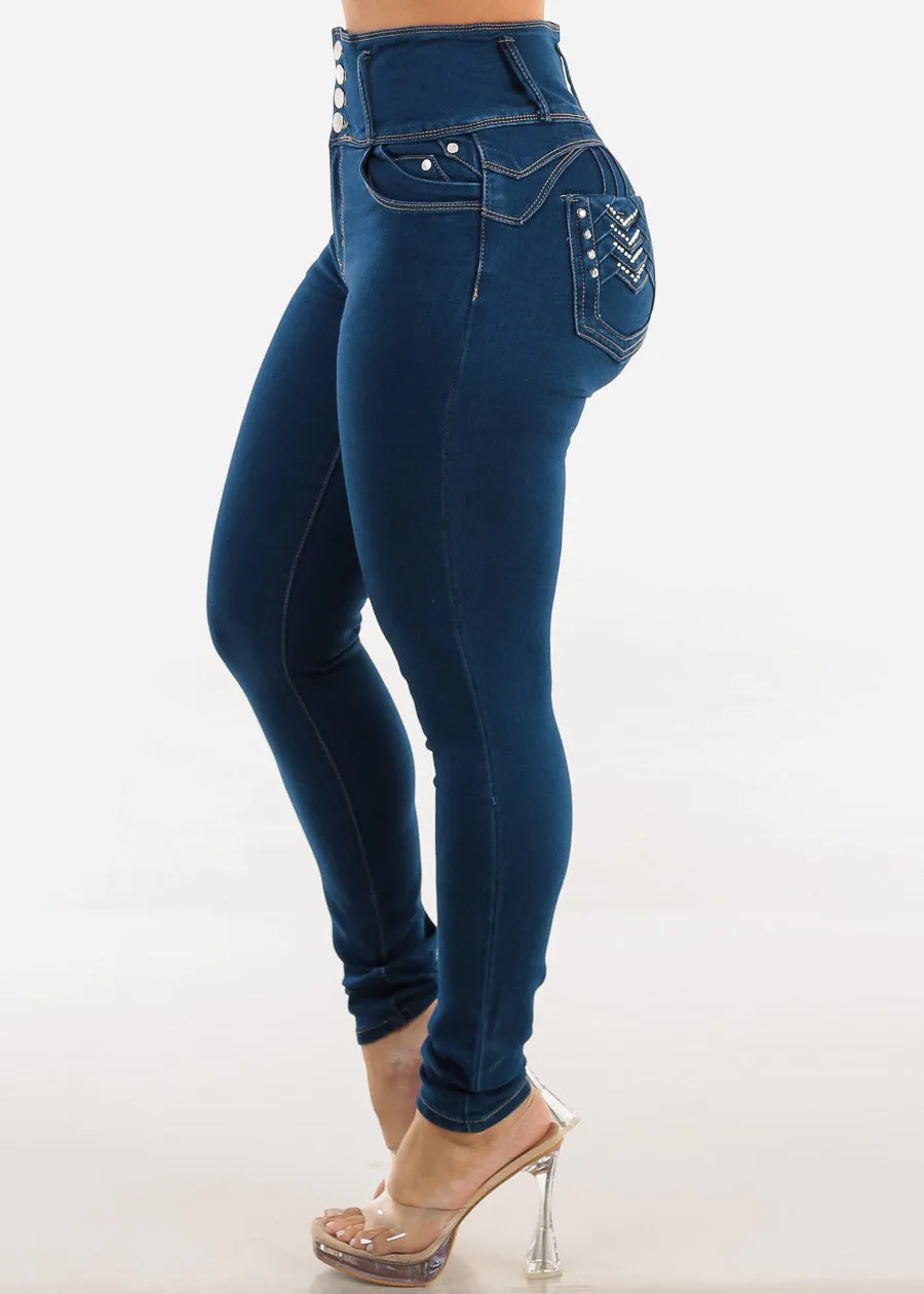 Levantacola Super High Waist Skinny Jeans Indigo sold by Moda product image thumbnail 5