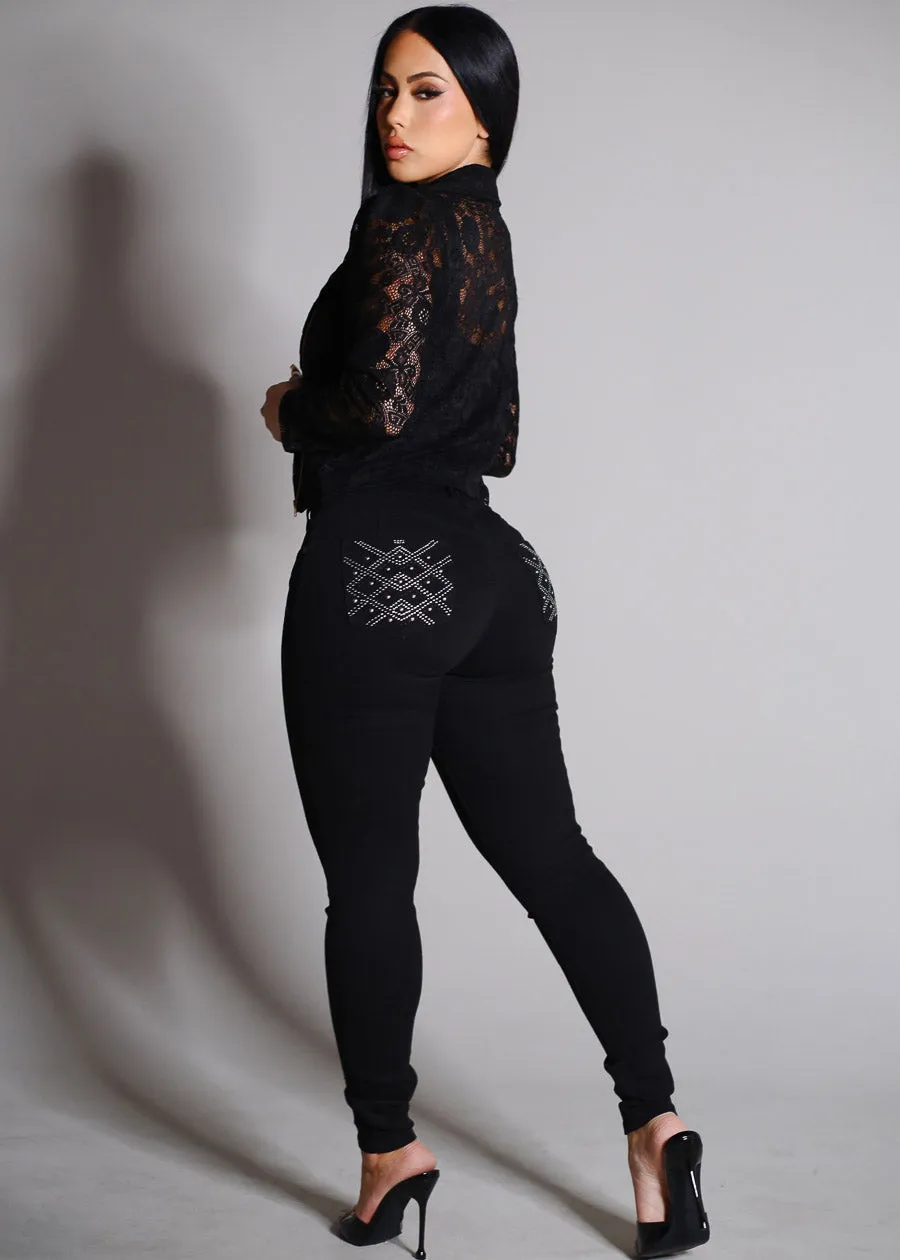 Levantacola Super High Waist Black Skinny Jeans sold by Moda product image thumbnail 3