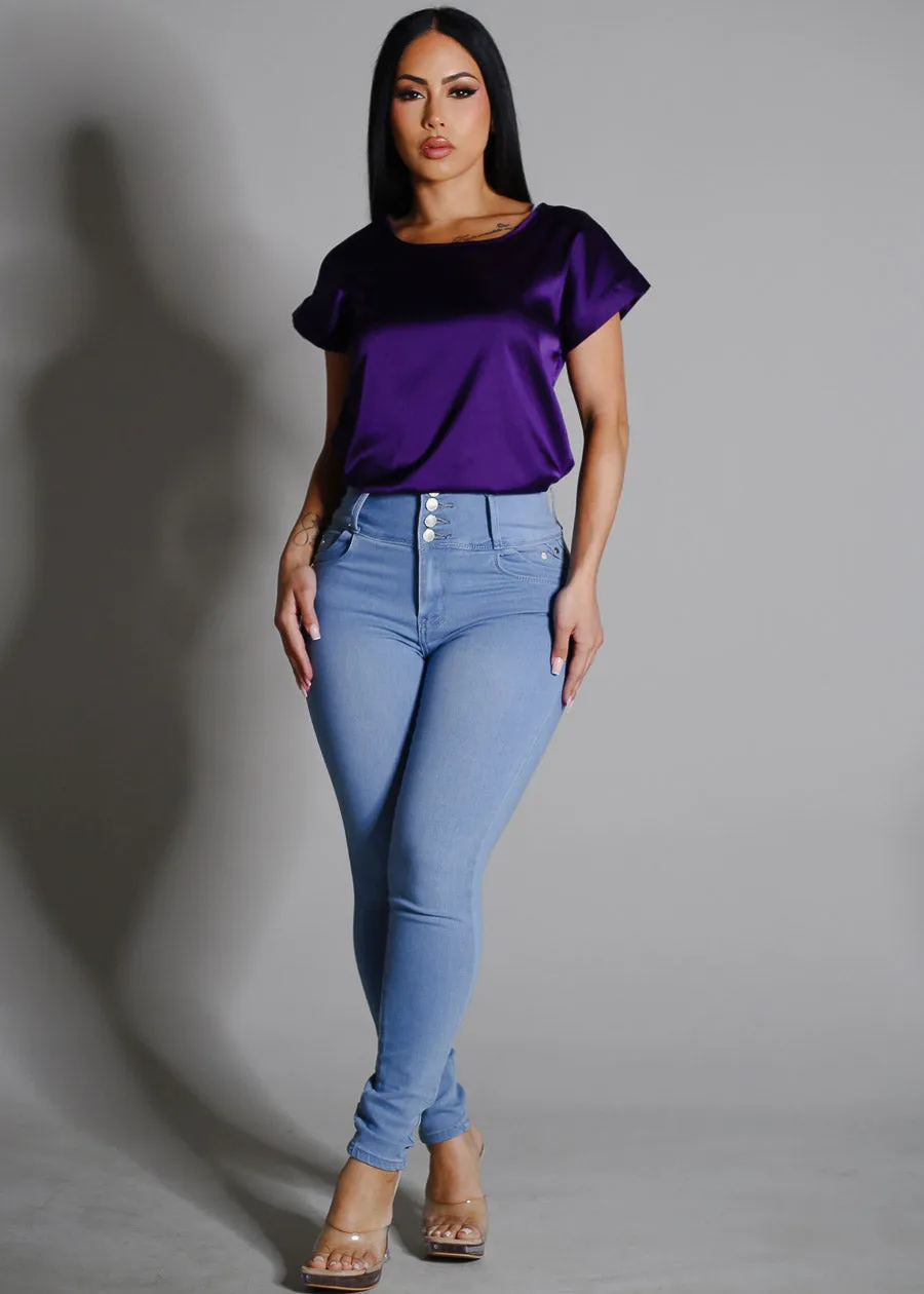 Levantacola Super High Waist Skinny Jeans Light Wash sold by Moda product image thumbnail 2