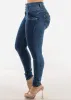 Levantacola High Rise Skinny Jeans Dark Bleach Wash sold by Moda
