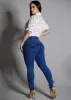 Levantacola High Rise Skinny Jeans Dark Bleach Wash sold by Moda