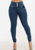 Levantacola High Rise Skinny Jeans Dark Bleach Wash sold by Moda