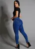 Levantacola High Waist Skinny Jeans Acid Wash w Braided Pockets sold by Moda
