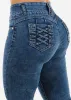 Levantacola High Waist Skinny Jeans Acid Wash w Braided Pockets sold by Moda