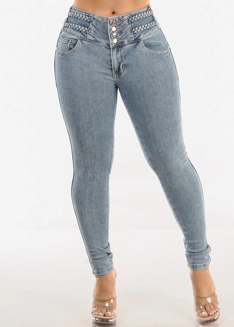 Levantacola Mid Rise Skinny Jeans Light Acid Wash sold by Moda product image thumbnail 4