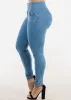 Levantacola High Waisted Skinny Jeans Light Blue sold by Moda