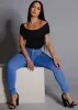 Levantacola High Waisted Skinny Jeans Light Blue sold by Moda