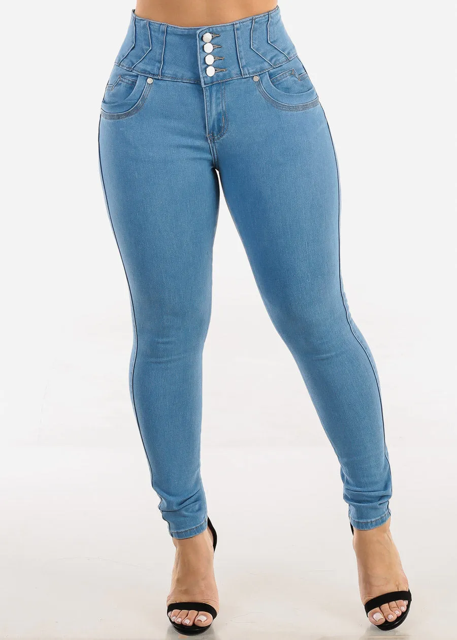 Levantacola High Waisted Skinny Jeans Light Blue sold by Moda product image thumbnail 4
