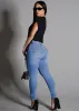 Levantacola High Rise Light Skinny Jeans w Pocket Design sold by Moda