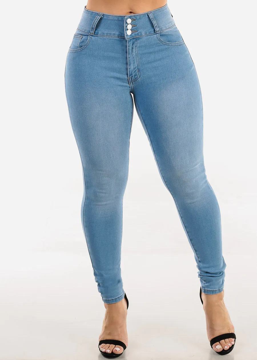 Levantacola High Rise Light Skinny Jeans w Pocket Design sold by Moda product image thumbnail 4