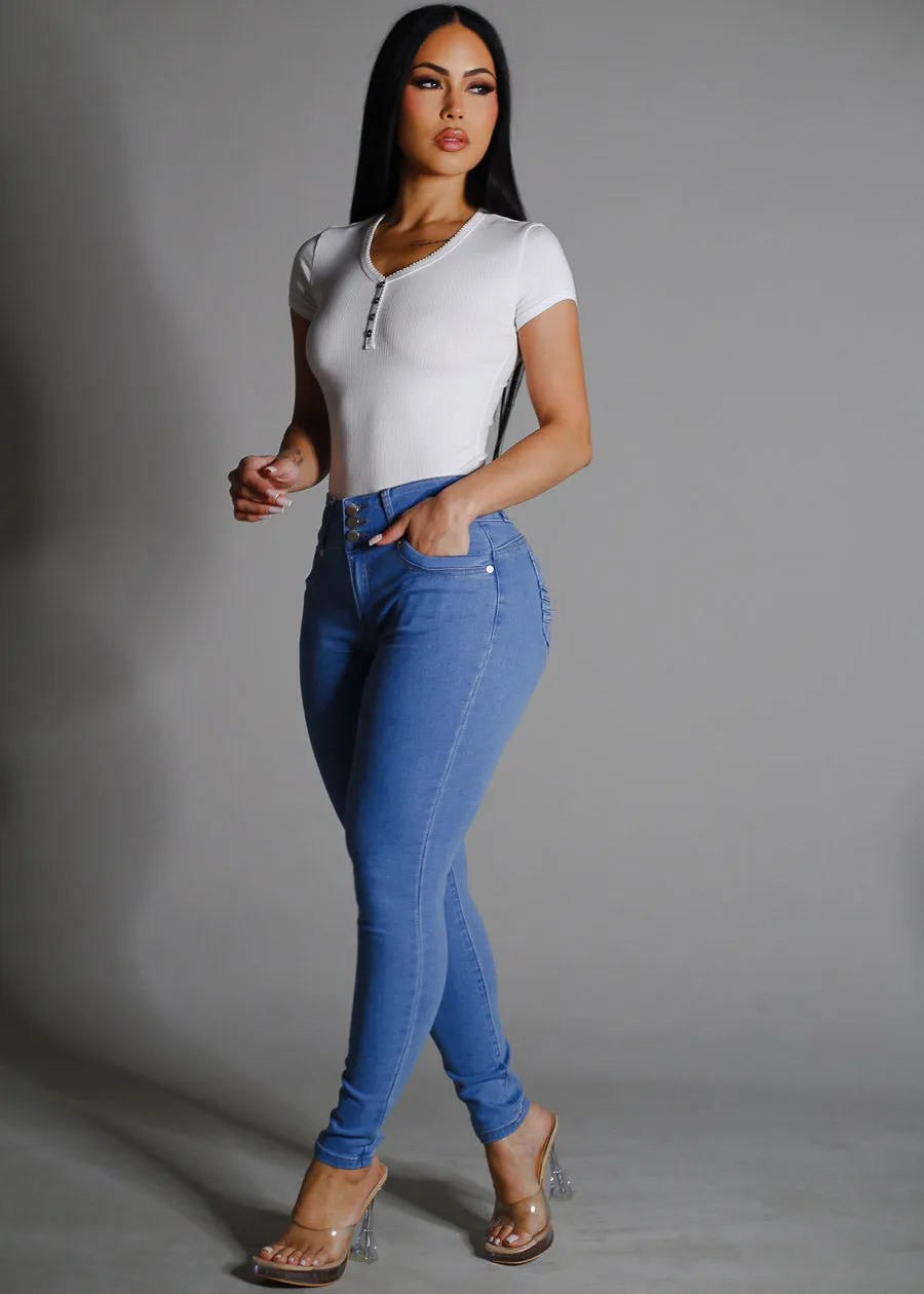 Butt Lifting High Rise Light Skinny Jeans sold by Moda product image thumbnail 2